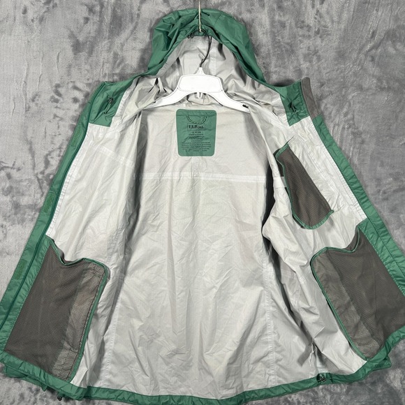 LL Bean Trail Model Rain Jacket Womens 1X Plus Green Hooded Windbreaker Full Zip - Picture 7 of 11